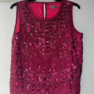 NWOT Francesca’s boutique pink sleeveless blouse sz L